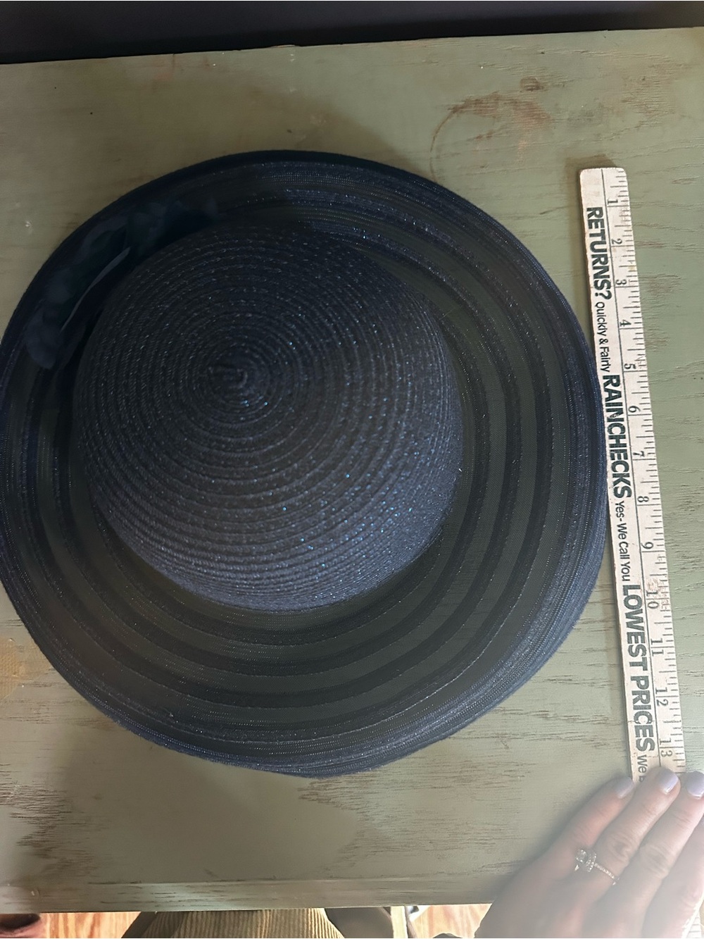 Elegant Navy Wide-Brim Floral Accent Womenโs Hat, ๐๐ DERBY HAT - Picture 5 of 6